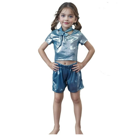 Zshosam Summer Clothes for Girls Girls T-Shirt and French Terry Shorts Outfit Set Toddler to Big Kid Size 3T 4T,(Sky Blue 3-4 Years)