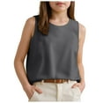 thumbnail image 1 of Zshosam Summer Tops for Teens Girls Tank Top - Soft Cotton Round Neck Sleeveless Athletic Undershirt for Kids (Grey,6-7 Years), 1 of 6