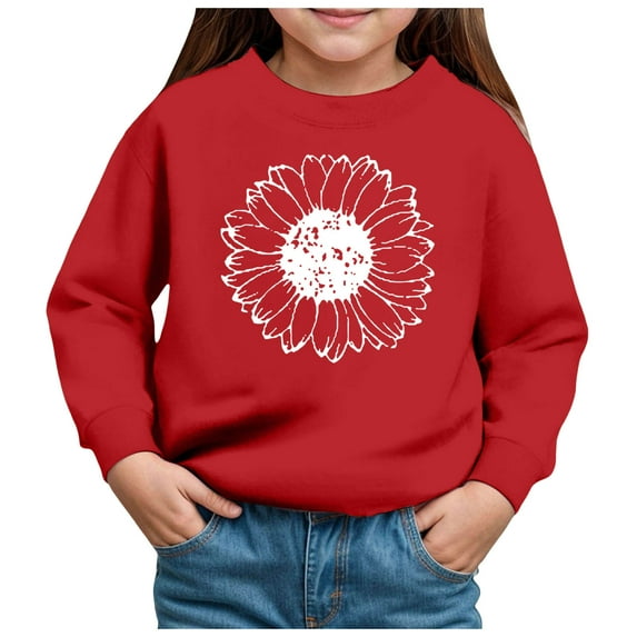 Zshosam Sweatshirts for Teen Girls Trendy Baby Boys Girls Sweatshirt Crewneck Pullover Warm Basic Sweatshirt Fall Winter Top,Red 4 Years
