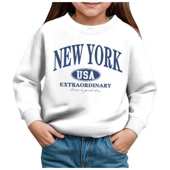 Zshosam Sweatshirts for Girls Trendy Sweatshirts Matching Print Pullover Sweatshirt Tops,White 5 Years