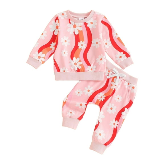 Zshosam Teen Girl Clothes Trendy Girls Clothes Sweatshirt Elastic Waist Sweatpants 2PCs Girls' Clothing Sets Size 0 6 Months,(Red 0-6 Months)