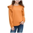thumbnail image 1 of Zshosam Teens Tops Tees Girls Girls Basic Shirt Crew Neck Long Sleeve T-Shirts Teen Girls Tee Kids Clothes Size 5T 6T,(Orange 5-6 Years), 1 of 5