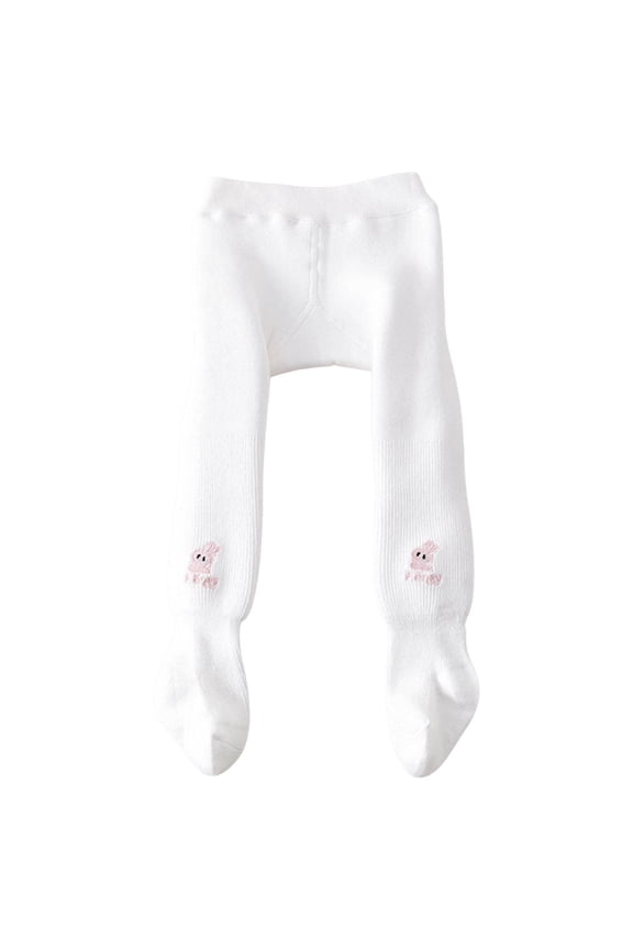 Tights for Girls Girls Ribbed Leggings Kids Stretchy Warm Tights Ruffles Knit Pants Size 6 12 Months,(White 6-12 Months)