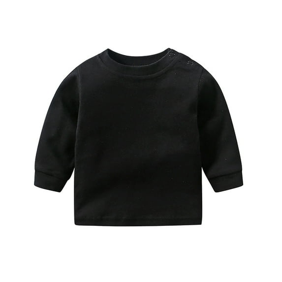 Zshosam Toddler Baby Boy Girl Long Sleeve Crewneck Pullover Sweatshirt Sweater Outfits Solid Color Casual Clothes(Black,6-9 Months)