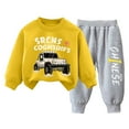 thumbnail image 1 of Zshosam Toddler Boy Clothes Little Boy Clothes Print Sweatshirt Jogging Pants Boys fall winter Outifts Set,Yellow 18-24 Months, 1 of 7