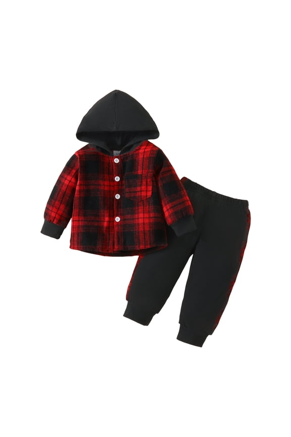 Toddler Boy Fall Clothes Baby Boys' Tracksuits - 2 Piece Soft Hoodie and Jogger Pants Fall Winter Set for Toddler Boys Size 6 9 Months,(Red 6-9 Months)