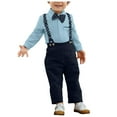 thumbnail image 1 of Zshosam Toddler Boy Formal Outfit Baby Boys Gentleman Bowtie Formal Outfit Suits Tuxedo Vest Wedding Party Suit Size 18 24 Months,(Blue 18-24 Months), 1 of 9