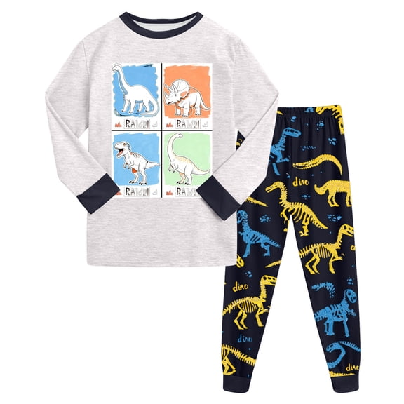 Zshosam Toddler Boy Pajamas Set Pullover Pajama Shirt & Pajama Pants Sleep Set Toddler to Little Kid Size 2T 3T,(Light Gray 2-3 Years)