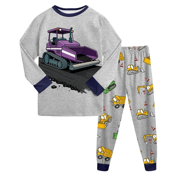 Zshosam Toddler Boy Pajamas Set Toddler Boys Long Sleeve Pajamas Sets Pjs Sleepwear Infant Kids Size 6T 7T,(Grey 6-7 Years)