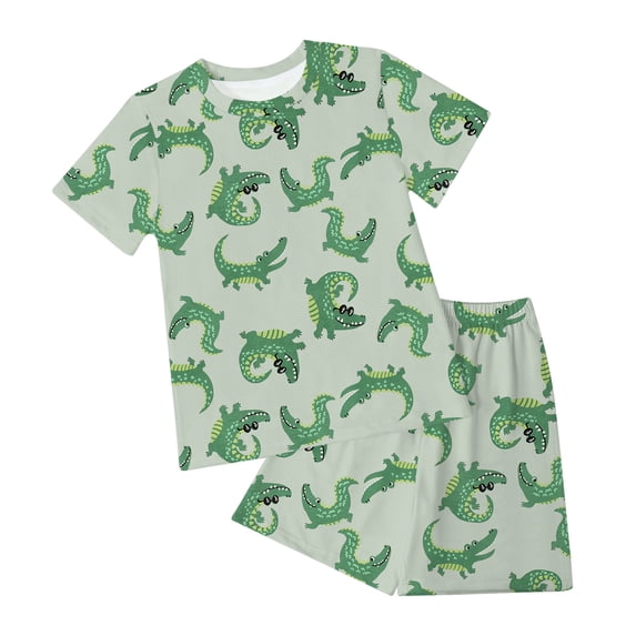 Zshosam Toddler Boy Pajamas Shorts Boys Pajamas Cotton Pjs Toddler 2 Piece Sleepwear Kids Clothes Set Size 2T 3T,(Light Green 2-3 Years)