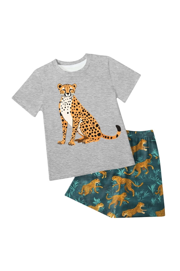 Toddler Boy Pajamas Shorts Infant Kids Pajamas Junior Boys Girls Cotton Set Size 4T 5T,(Grey 4-5 Years)