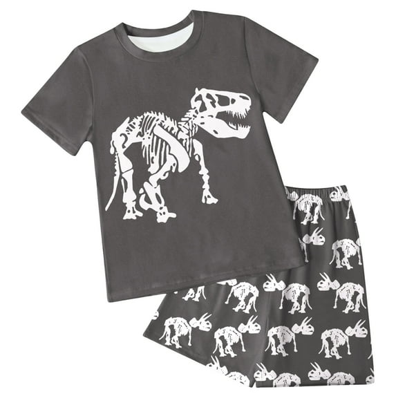 Zshosam Toddler Boy Pajamas Summer Baby Boys' Pajamas, 2-Piece Short Sleeve Tee and Pants Cotton Pj Set Size 4T 5T,(Dark Gray 4-5 Years)