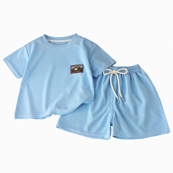 Zshosam Toddler Boy Pajamas Summer Boys Pajamas Short Sleeve Summer Pjs 2 Piece Sleepwear for Kids Size 12 18 Months,(Blue 12-18 Months)