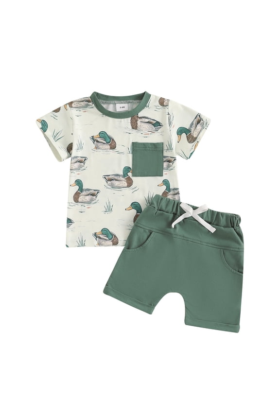 Toddler Boy Shorts Set Boy's Clothing Sets 2 Piece Short Sleeve Crew Neck Casual T Shirts Shorts Sets Teen Clothes Size 0 6 Months,(Beige 0-6 Months)