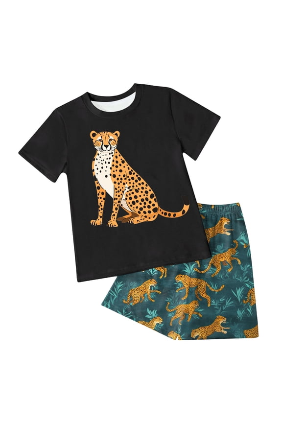 Toddler Boy Summer Clothes Boys' Short-Sleeved Suit, Fashionable and Comfortable, Suitable for Summer Adventure and Casual Occasions Size 6T 7T,(Black 6-7 Years)