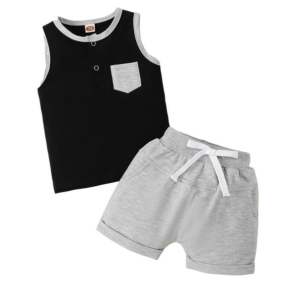 Zshosam Toddler Boy Summer Clothes Toddler Boy's Clothing Sets Kids 2 Piece Summer Outfits Short Sleeve T-Shirt and Short Boys Clothes Size 6 12 Months,(Grey 6-12 Months)