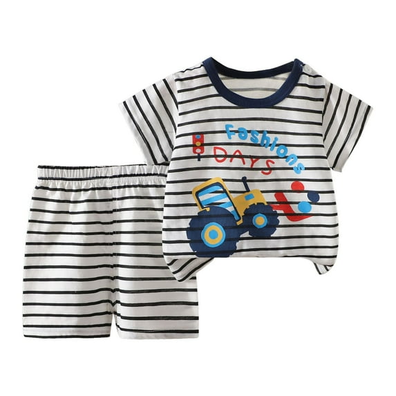 Zshosam Toddler Boy Summer Outfits Sets Boys 2-Piece Set - Short Sleeve Graphic T-Shirt and Shorts Outfit for Kids Size 7T 8T,(Black 7-8 Years)