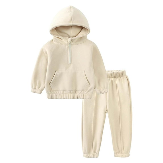 Zshosam Toddler Boys Clothes Boys Sweatsuit Long Sleeve Color Block Hoodie Sweatshirt and Jogger Pants 2PC Sets Fall Clothes Size 4T 5T,(Beige 4-5 Years)