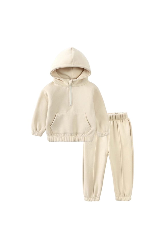 Toddler Boys Clothes Boys Sweatsuit Long Sleeve Color Block Hoodie Sweatshirt and Jogger Pants 2PC Sets Fall Clothes Size 4T 5T,(Beige 4-5 Years)