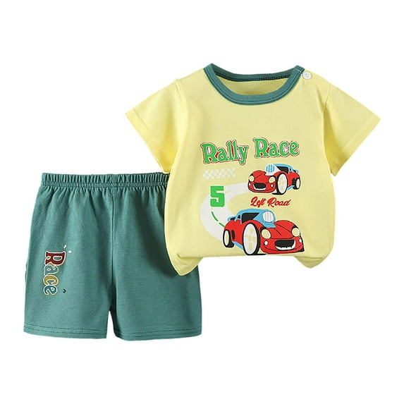 Zshosam Toddler Boys Clothes Infant Baby Boys Clothes Set Striped Casual T-Shirt And Shorts Set Summer Outfit Size 3 6 Months,(Light Yellow 3-6 Months)