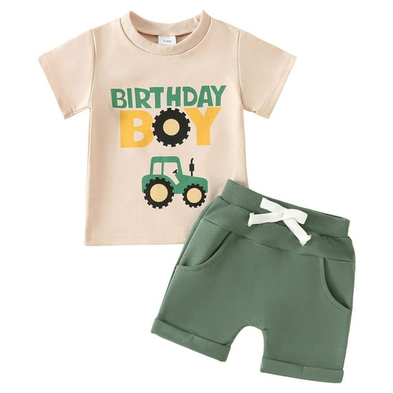 Zshosam Toddler Boys Outfits Baby and Toddler Boys' Soft Basic T-Shirt and Shorts 2-Piece Outfit Set Size 12 18 Months,(Beige 12-18 Months)