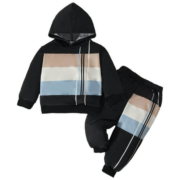 Zshosam Toddler Boys Outfits Sets Boys' Sweatsuit Set - 2 Piece Performance Fleece Hoodie Sweatshirt and Sweatpant Size 2T 3T,(Black 2-3 Years)