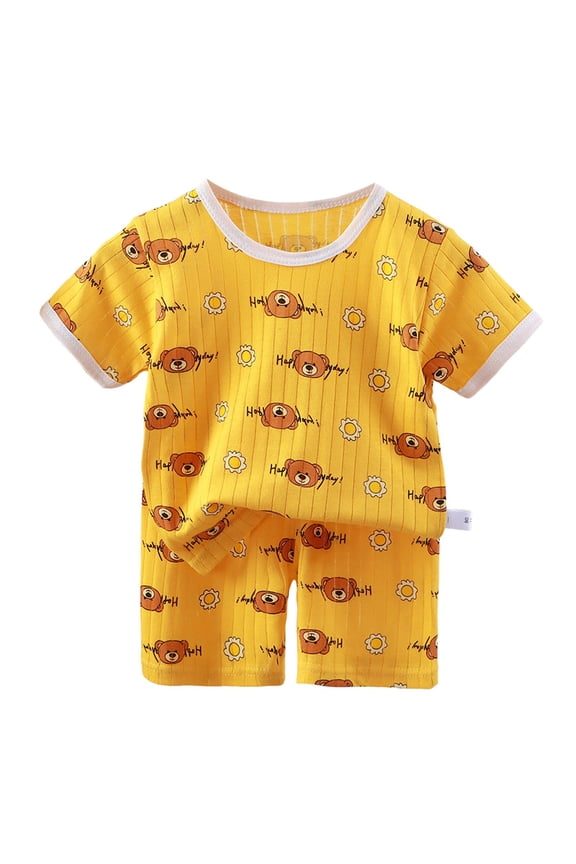 Toddler Boys Pajamas Little Unisex Baby 2-Piece Pajama Made with Cotton Size 3T 4T,(Yellow 3-4 Years)