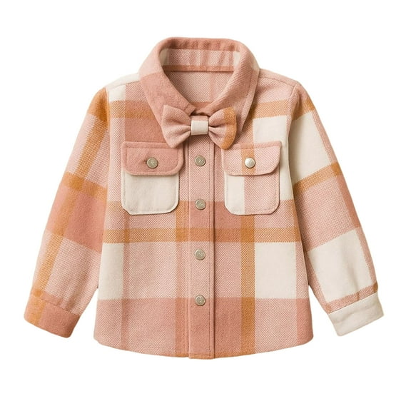 Zshosam Toddler Coat Kids Boys Girls Plaid Shacket Jacket Coat Children's Clothing Long Sleeve Plaid Top Coat Size 3T 4T,(Red 3-4 Years)
