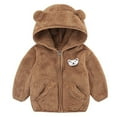 thumbnail image 1 of Zshosam Toddler Coat Unisex Cute Polar Fleece Lined Full-Zip Jacket Coat Winter Warm Hoodie Size 0 6 Months,(Brown 0-6 Months), 1 of 6