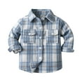 thumbnail image 1 of Zshosam Toddler Coats for Boys Girls Flannel Plaid Button Down Top with Pockets Long Sleeve Hooded Jackets Size 4T 5T,(Blue 4-5 Years), 1 of 4