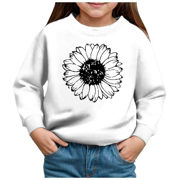 Zshosam Toddler Crewneck Sweatshirt Girls Oversized Crewneck Sweatshirts Kids Fashion Pullover,White 4 Years