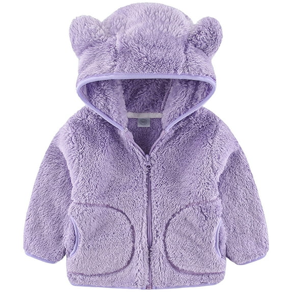 Zshosam Toddler Fall Jacket Girl Boys Girls Fleece Jacket Full-Zip Fuzzy Fleece Sweatshirt Kids Toddler Windproof Coat Ultra Soft Winter Coat Size 2T 3T,(Light Purple 2-3 Years)
