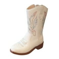 thumbnail image 1 of Zshosam Toddler Girl Boots Cowgirl Boots for Girls Mid Calf Youth Girl Cowboy Western Boots Pointed Toe Embroidered for Horse Riding Party Toddler Little Big Kids Size 1.5,(Beige Big Kids 1.5), 1 of 9