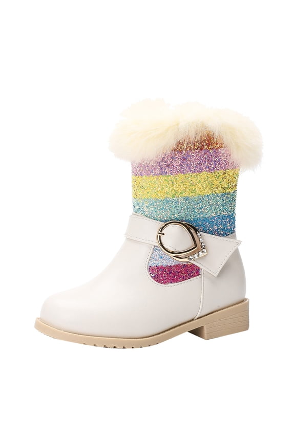 Toddler Girl Cowgirl Boots Boys Girls Cowboy Boots Toddler Mid Calf Western Boots Square Toe Riding Boots for Kids Size 10.5,(White Little Kids 10.5)