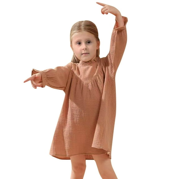 Zshosam Toddler Girl Dress Girls Fall Long Sleeve Dress Dresses Size 5T 6T,(Pink 5-6 Years)