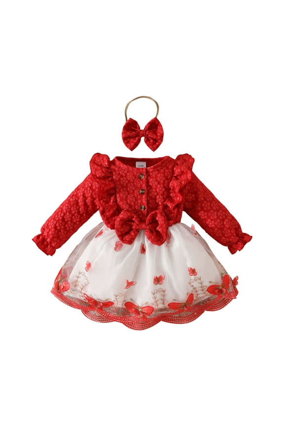 Toddler Girl Dress Up Dresses Girls French Dresses for Toddler to Big Kid Size 12 18 Months,(Red 12-18 Months)