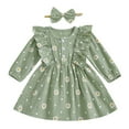 thumbnail image 1 of Zshosam Toddler Girl Dresses Girls Fall Long Sleeve Dress Dresses Size 2T 3T,(Green 2-3 Years), 1 of 9