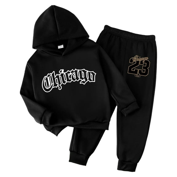 Zshosam Toddler Girl Fall Clothes Boys Girls 2 Pieces Sweat Suit Unisex Kids Long Sleeve Pullover Hoodie and Joggers Set Size 4T 5T,(Black 4-5 Years)