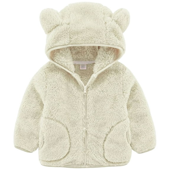 Zshosam Toddler Girl Fleece Jacket Kids Boy's Girl's Fleece Lined Jacket Spring Fall Winter Zip up Sweatshirt Hoodie Size 18 24 Months,(White 18-24 Months)