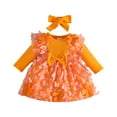thumbnail image 1 of Zshosam Toddler Girl Long Dresses Girl Dress Fancy Prom Long Sleeve Dresses Size 3 6 Months,(Orange 3-6 Months), 1 of 5