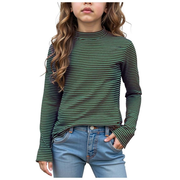 Zshosam Toddler Girl Long Sleeve Shirt Kids Girls T Shirts Casual Raglan Long Sleeve Tee Crewneck Color Block Cute Fall Blouses Tops Size 7T 8T,(Green 7-8 Years)