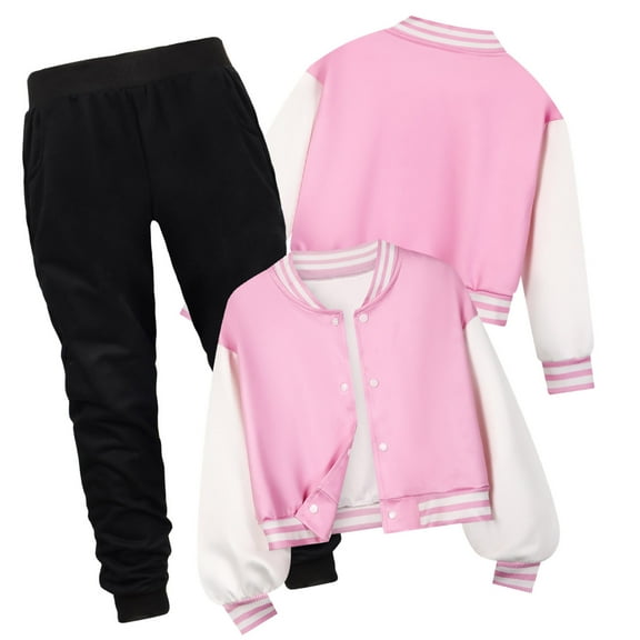 Zshosam Toddler Girl Outfit Fall Winter Girls Long Sleeve 2 Piece Outfits Graphic Sweatshirt and Sweatpants Set,Pink 13-14 Years