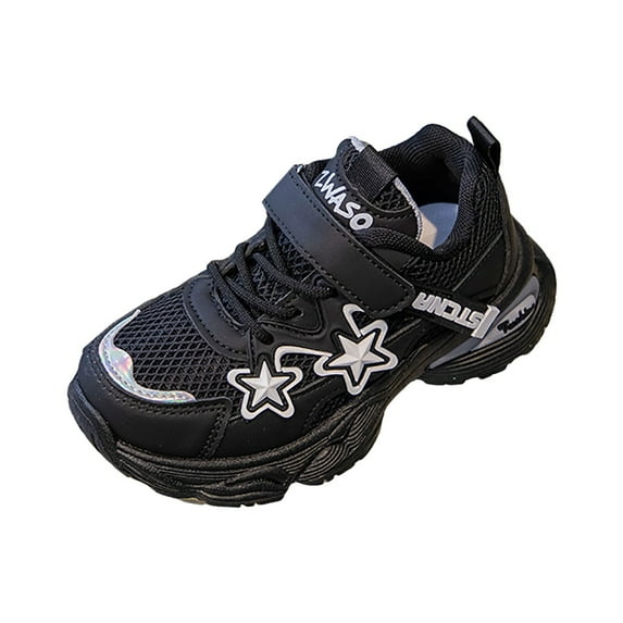 Zshosam Toddler Girl Shoes Boys Girls Sneakers Kids Lightweight Breathable Strap Athletic Running Shoes for Toddler/Little Kid/Big Kid Size 2.5,(Black Big Kids 2.5)