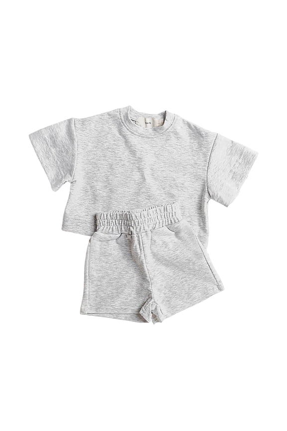 Toddler Girl Summer Clothes Toddler Girls Summer Outfits Solid T-Shirt & Shorts Set for Little Girls 2 Pcs Tracksuits Size 12 18 Months,(Grey 12-18 Months)