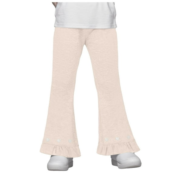 Zshosam Toddler Girl Sweatpants Lightweight Girls Sweatpants Joggers Sweat Pants Graphic Print High Waisted Cute Pants Size 8T 9T ,(Khaki 8-9 Years)