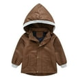 thumbnail image 1 of Zshosam Girls Rain Jacket, Windbreaker Kids Raincoat Waterproof Zip Jacket with Fleece Liner(Coffee,2-3 Years), 1 of 4