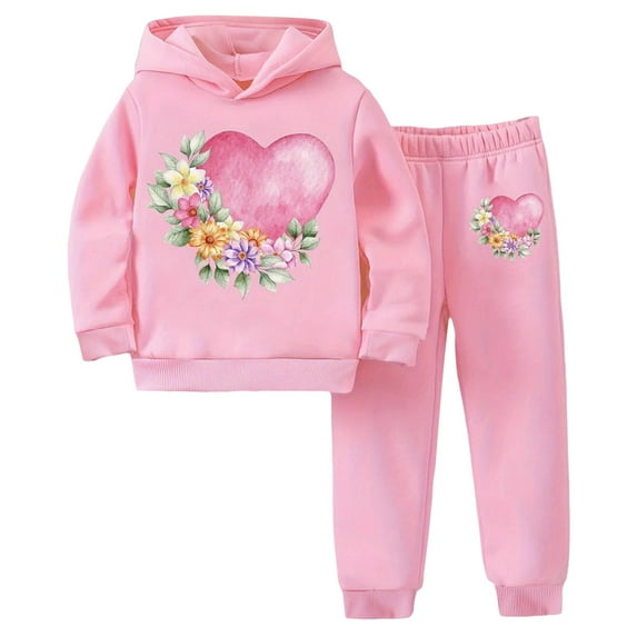 Zshosam Toddler Girls Cute Clothes for Girls Trendy Girls Hoodie Set with Adorable Print for Stylish Kids' Fashion Comfortable and Versatile Outfit for and Casual Wear Size 6T 7T,(Green 6-7 Years)