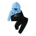 thumbnail image 1 of Zshosam Toddler Hoodie and Jogger Set Boys Boys Clothes 2pcs Little Boy Color Block Hoodie + Jogger Pants, Boys Fall Outfits Set Size 3 6 Months,(Blue 3-6 Months), 1 of 5