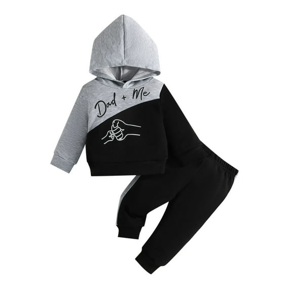 Zshosam Toddler Hoodie Toddler Baby Boy Clothes Long Sleeve Hooded Pullover Colorblock Sweatshirt Pants 2pcs Fall Winter Outfit Set Size 3 6 Months,(Grey 3-6 Months)