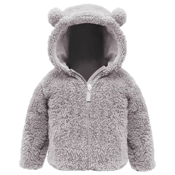 Zshosam Toddler Jacket Kids Boy's Girl's Fleece Lined Jacket Spring Fall Winter Zip up Sweatshirt Hoodie Size 12 18 Months,(Grey 12-18 Months)